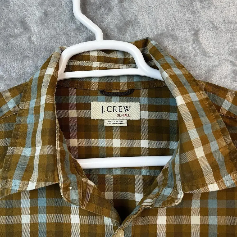 J Crew Lot of 2 Mens Dress Shirt Size XLT Plaid Long Sleeve Button Up Preppy Y2k